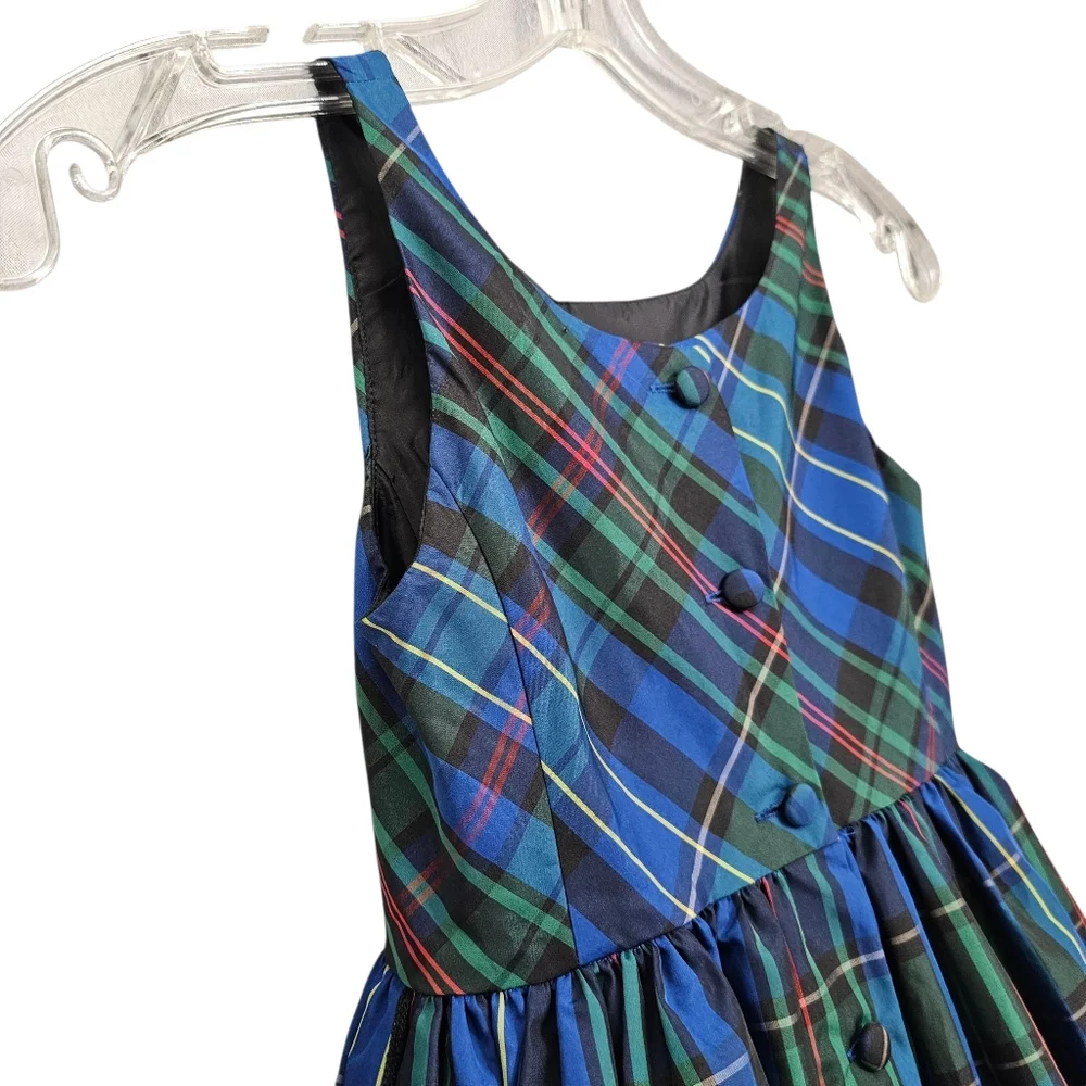 Nwot POLO by Ralph Lauren Royal Blue/Hunter Green Plaid Sleeveless Party Dress